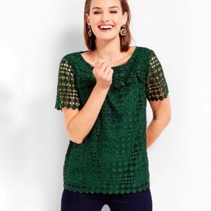 Green lace blouse with bow